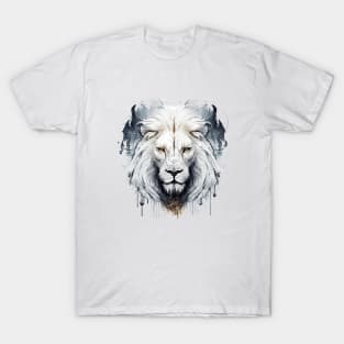 Lion Portrait Animal Painting Wildlife Outdoors Adventure T-Shirt